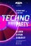 80s party poster with blue background and vinyl lp for techno retro rave