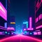 80s retro futuristic sci-fi., nostalgic 90s. Night and sunset neon colors, cyberpunk vintage illustration. Sun