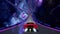 80s retro futuristic space drive seamless loop. Stylized highway in outrun style