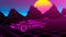 80s Retro Sci-Fi Background with car futuristic synth retro wave 3d illustration