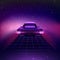 80s Retro Sci-Fi Background with Supercar