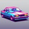 80s Style Pixelated Realism Car On Grey Background