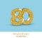 80th anniversary card template with 3d gold colored elements. Can be used with any background.