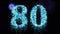 80th number blue firework night sparkle - video animation