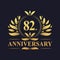 82nd Anniversary Design, luxurious golden color 82 years Anniversary logo