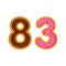 83 number sweet glazed doughnut vector illustration