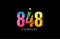 848 number grunge color rainbow numeral digit logo