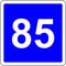85 suggested speed road sign