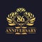 86 years Anniversary Logo, Luxury floral golden 86th anniversary logo