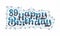 89th Happy Birthday lettering, 89 years Birthday beautiful typography design with blue and black dots, lines, and leaves