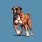 8bit Boxer Dog Illustration On Blue Background