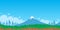 8bit pixel art illustration of daylight over mountain snowy peak