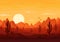 8bit pixel desert landscape, arcade game level