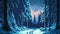 8bit pixel night snowy winter forest, AI generated