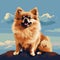 8bit Pomeranian Dog Painting On Canvas - Vibrant And Cheerful Artwork