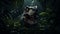 8k 3d Environmental Portraiture: Suspicious T-rex In Dark Jungle