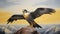 8k 3d Falcon Painting: Majestic Peregrine Falcon In Mountainous Vistas