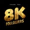 8k gold internet follower number thank you card