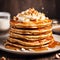 8k Resolution Pancakes With Cream And Syrup - Stock Image