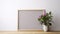 8k Resolution Wooden Frame With Pink Flower - Japanese Minimalism
