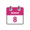 8th march international womens day in pink calendar