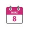 8th march international womens day in pink calendar