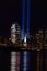 9/11 Memorial Beams with Statue of Liberty and Lower Manhattan