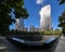 9 11 Memorial fountain next to One World Trade Center