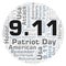 9.11 Patriot Day in a circle shape word cloud.