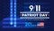 9-11 Patriot Day Always Remember 9.11.2001 20 Years Anniversary with American flag - banner template blue lights