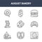 9 august bakery icons pack. trendy august bakery icons on white background. thin outline line icons such as focaccia, croissant,