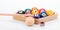 9 ball pool rack with queue and chalk