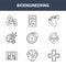 9 bioengineering icons pack. trendy bioengineering icons on white background. thin outline line icons such as health, student,