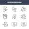 9 bioengineering icons pack. trendy bioengineering icons on white background. thin outline line icons such as medical, physics,