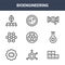 9 bioengineering icons pack. trendy bioengineering icons on white background. thin outline line icons such as periodic table,