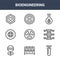 9 bioengineering icons pack. trendy bioengineering icons on white background. thin outline line icons such as test tube, dna, cell