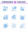 9 Blue Coronavirus disease and prevention vector icon tablet, medicine, roll, pneumonia, disease