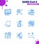 9 Blue Set of corona virus epidemic icons. such as fever, rhinitis, virus, nose, cigarette