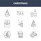 9 christmas icons pack. trendy christmas icons on white background. thin outline line icons such as bells, christmas tree, lights