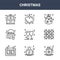 9 christmas icons pack. trendy christmas icons on white background. thin outline line icons such as coffee mug, snowflake, bauble