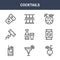 9 cocktails icons pack. trendy cocktails icons on white background. thin outline line icons such as cocktail, soda, cocktail glass