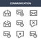 9 communication icons pack. trendy communication icons on white background. thin outline line icons such as favorite, chat, mail
