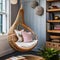 9 A cozy, bohemian-inspired reading nook with a hanging chair, lots of pillows, and a woven rug2, Generative AI