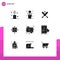9 Creative Icons Modern Signs and Symbols of arrow, board, light, focus, bat