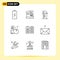 9 Creative Icons Modern Signs and Symbols of battery, hobby, shopping, hobbies, states