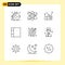 9 Creative Icons Modern Signs and Symbols of business goal, goal, finger, arrow, grid