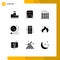 9 Creative Icons Modern Signs and Symbols of discount, sports, vehicles, snooker, billiards