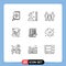 9 Creative Icons Modern Signs and Symbols of document, business, learning, sign, kids