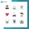 9 Creative Icons Modern Signs and Symbols of health care, heart, tea, beat, privacy