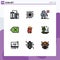 9 Creative Icons Modern Signs and Symbols of heart, card, scary, delete, backspace